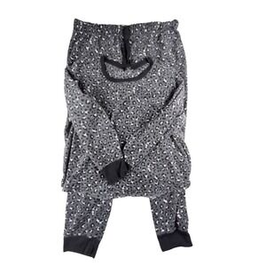 Jacklyn Smith Two Piece Pajama Set Fleece Gray Leopard Print Size 2xl Comfy Warm